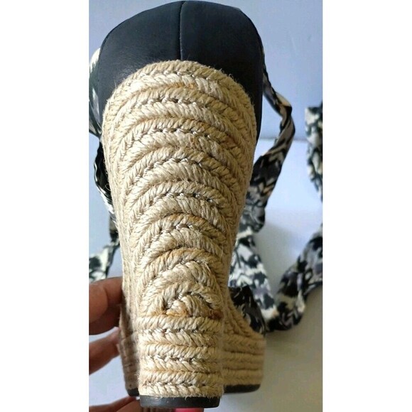 Ugg Australia Lucianna Espadrilles  Sandals Size 9 Wedge Black Gray Strappy - Picture 5 of 6